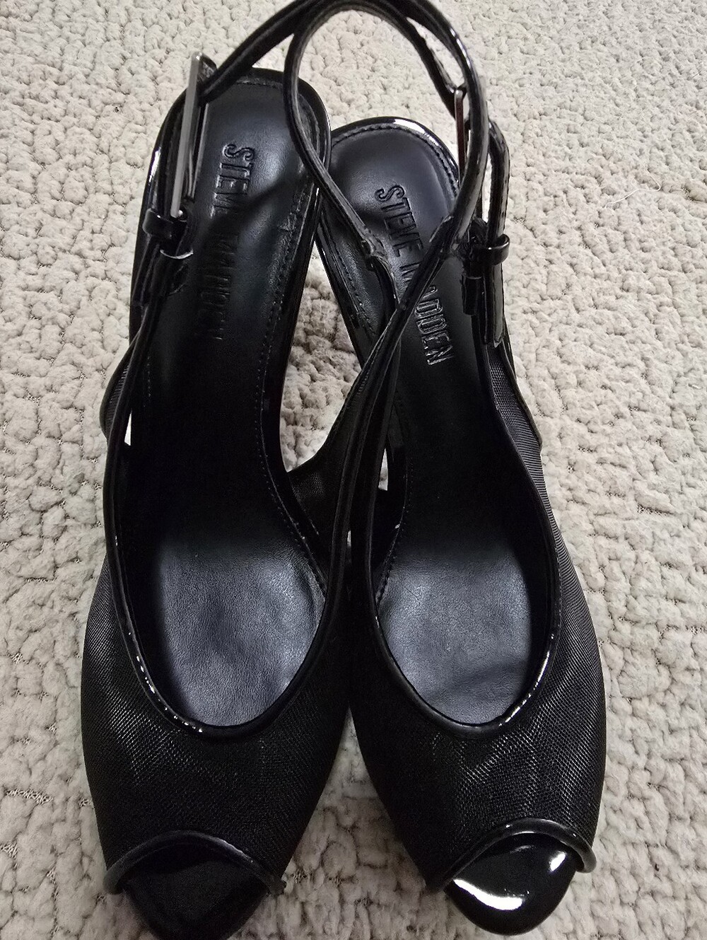 Steve Madden Black Peep-Toe Slingback Heels